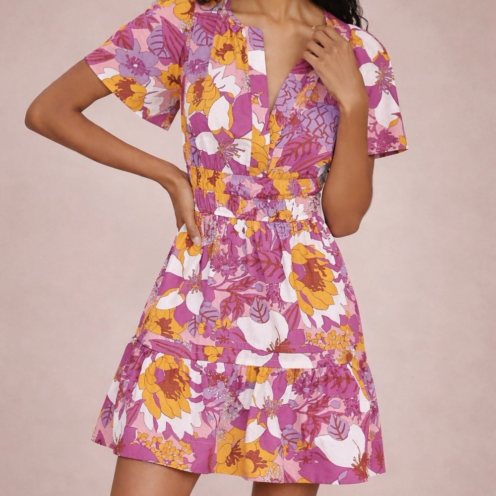 Anthropologie Somerset Tiered Ruffle Mini Dress OB1380916 Size XL